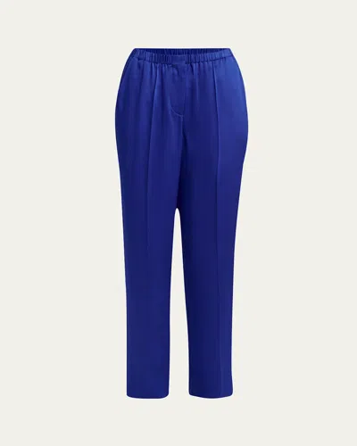 Giorgio Armani Tapered Double Satin Pants In Blue