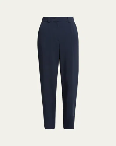 Giorgio Armani Tapered Stretch Viscose Trousers In Blue
