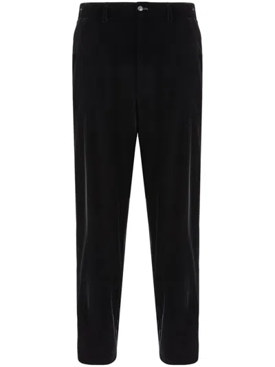 Giorgio Armani Tapered Velvet Trousers In Black