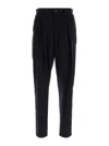 Giorgio Armani Tapered Wool Trousers In Black