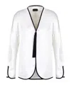 Giorgio Armani Tassel Silk Blouse With Contrast Tipping In White