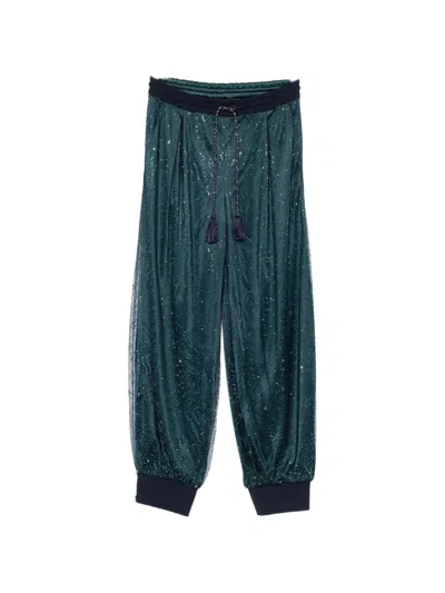 Giorgio Armani Tassel Drawstring Trousers In Blue