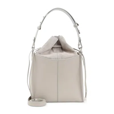 Giorgio Armani Taupe Leather Bucket Bag In White