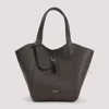 Giorgio Armani Logo Stamp Grained Leather Shoulder Bag In Taupe