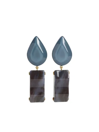 Giorgio Armani Teardrop-rectangular Stone Clip-on Earrings In Multi