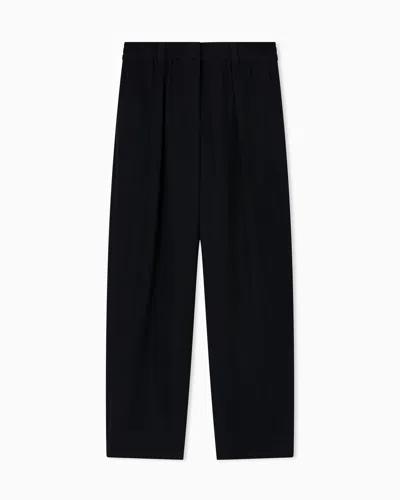 Giorgio Armani Technical-cady Straight Trousers In Black