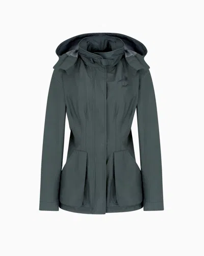 Giorgio Armani Technical Silk Hooded Pea Coat