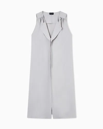 Giorgio Armani Technical Silk Shirt Dress In Gray