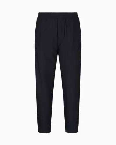 Giorgio Armani Technical Waffle Flat-front Trousers In Black