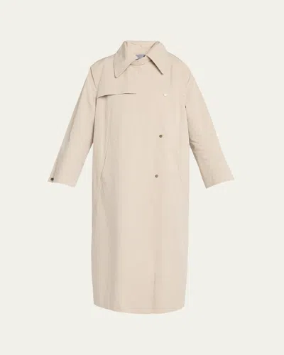 Giorgio Armani Techno Long Trench Coat In Neutral