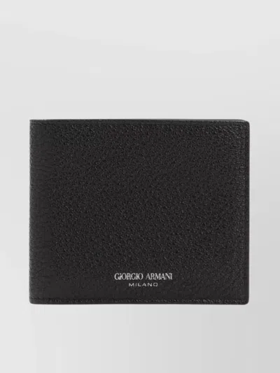 Giorgio Armani Grained-textured Leather Wallet In Black