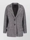 Giorgio Armani Textured Blazer With Flap Pockets And Lapel In Gray