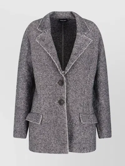 GIORGIO ARMANI TEXTURED BLAZER WITH FLAP POCKETS AND LAPEL