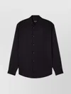 Giorgio Armani Textured Fabric Mandarin Collar Long Sleeves Shirt In Black
