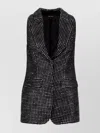 Giorgio Armani Textured Fabric Sleeveless Vest With Front Pockets In Black