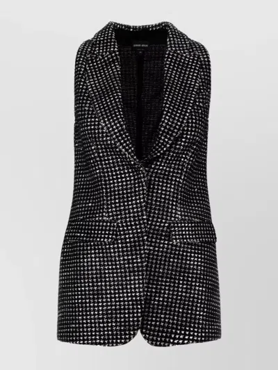 GIORGIO ARMANI TEXTURED FABRIC SLEEVELESS VEST WITH FRONT POCKETS