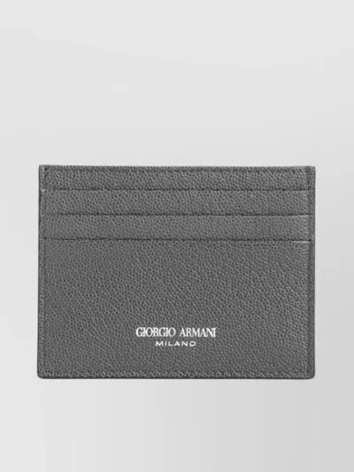 Giorgio Armani Textured Finish Card Holder In Grey