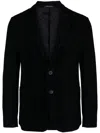 Giorgio Armani Textured-finish Notched-lapels Blazer In Blue