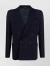 Giorgio Armani Textured Jacket With Notch Lapels And Pockets In Blue