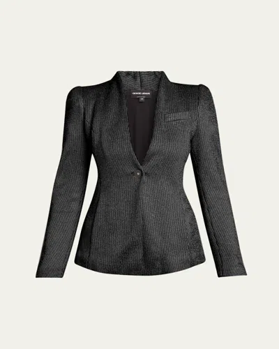 Giorgio Armani Textured Jersey Jacquard Single-breasted Blazer In Black