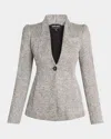 Giorgio Armani Textured Jersey Jacquard Single-breasted Blazer In Black