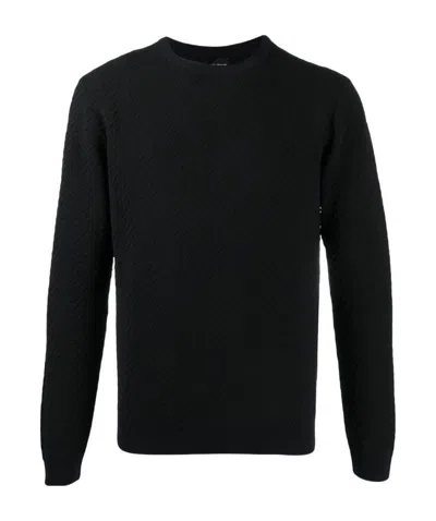 Giorgio Armani Textured Knit Jumper In Black