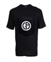 Giorgio Armani Textured-logo Short-sleeve T-shirt In Black