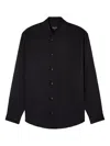 Giorgio Armani Textured Fabric Mandarin Collar Long Sleeves Shirt In Multi