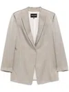 Giorgio Armani Textured Nickel Grey Blazer With English Rear Vents In Neutral