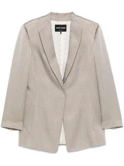 Giorgio Armani Jacquard Blazer In Neutral