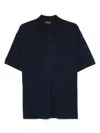 Giorgio Armani Textured Polo Shirt In Blue