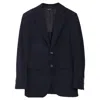 Giorgio Armani Textured Single-breasted Blazer In Navy Blue Wool In Blue