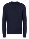 Giorgio Armani Cashmere Blend Crew Neck Sweater With Textured Pattern In Blue