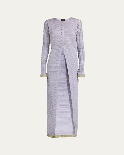 Giorgio Armani Textured Tipped Cardigan In Lt Purple