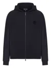 Giorgio Armani Hooded Sweatshirt In Technical Waffle Fabric In Black