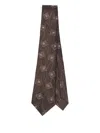 Giorgio Armani Geometric-pattern Silk Tie In Brown