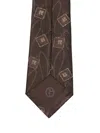 Giorgio Armani Geometric-pattern Silk Tie In Brown