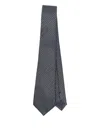 Giorgio Armani Geometric-pattern Silk Tie In Gray
