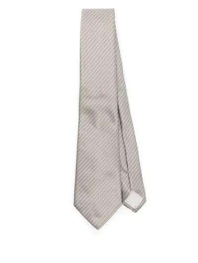 Giorgio Armani Men's Geometric Print Tie In Beige