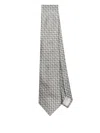 Giorgio Armani Geometric-print Tie In Greige