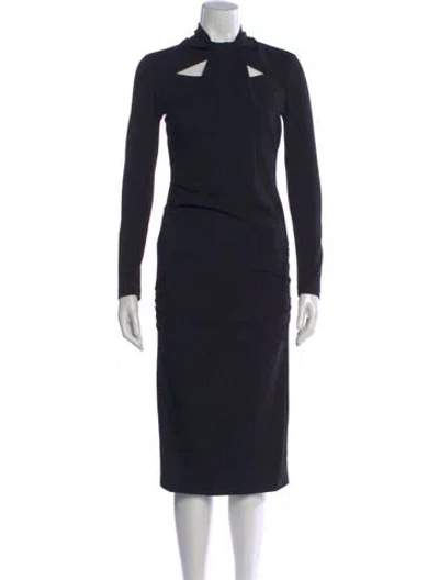 Pre-owned Giorgio Armani Tie Neck Knee-length Dress In Black