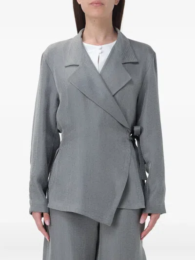 Giorgio Armani Tied-waist Jacket In Gray