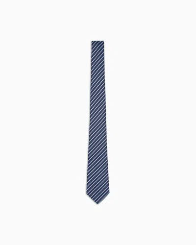 Giorgio Armani Striped Jacquard Tie In Blue