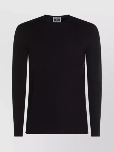 Giorgio Armani Timeless Crewneck Sweater With Long Sleeves In Black