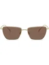 Giorgio Armani Tinted-lens Rectangle-frame Sunglasses In Gold