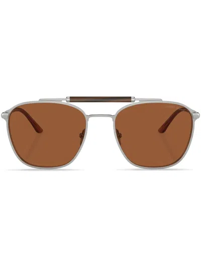 Giorgio Armani Sonnenbrille Mit Eckigem Gestell In Silber