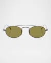 Giorgio Armani Titanium & Plastic Oval Sunglasses In Gunmetal