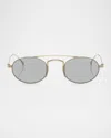 Giorgio Armani Titanium & Plastic Oval Sunglasses In Pale Gold