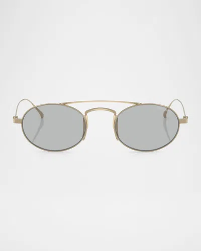 Giorgio Armani Titanium & Plastic Oval Sunglasses In Pale Gold
