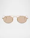 Giorgio Armani Titanium & Plastic Oval Sunglasses In Rose Gold